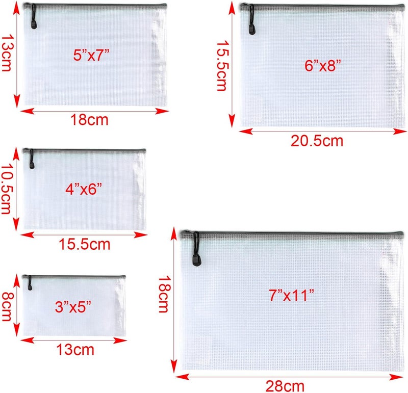 OAIMYY 24 عبوة 6" × 8" حقيبة سحاب شبكية، أكياس ملفات بلاستيكية لتنظيم المستلزمات المكتبية (متعددة الألوان، 6 × 8 بوصة) - Image 2